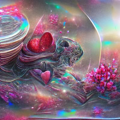 Holographic Valentine's Day Astral Cosmic Illustration