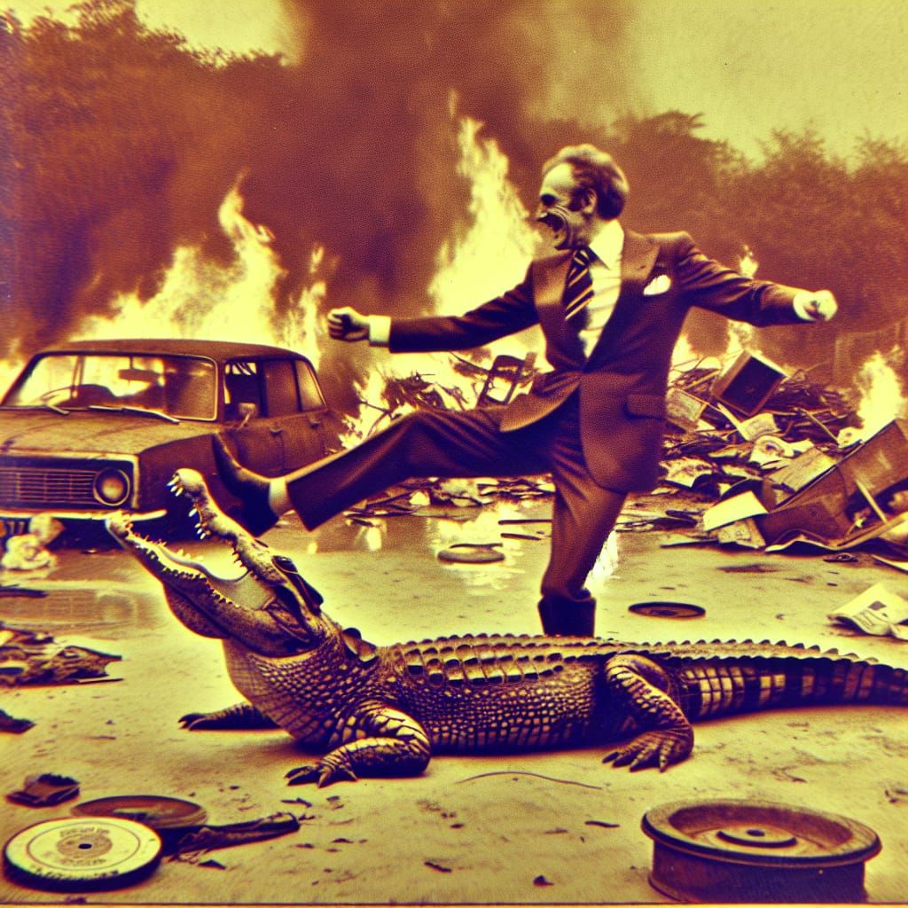 Vintage Album Cover: Dancing with a Crocodile