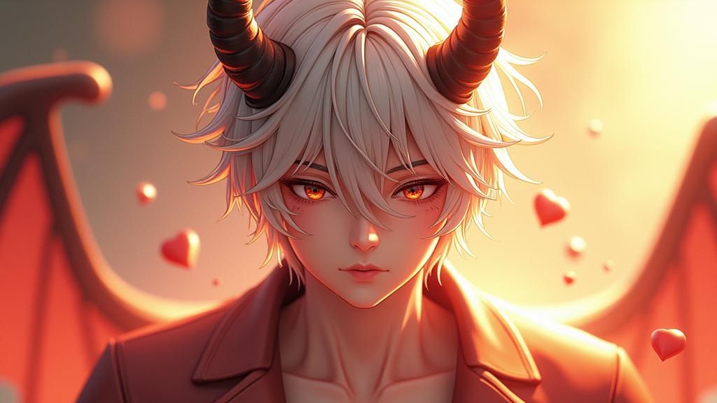 Anime Style Wight Devil with Silver Hair