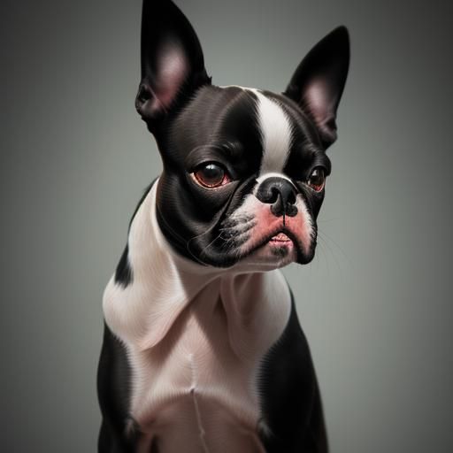 Hyperrealistic Boston Terrier Portrait in High Definition