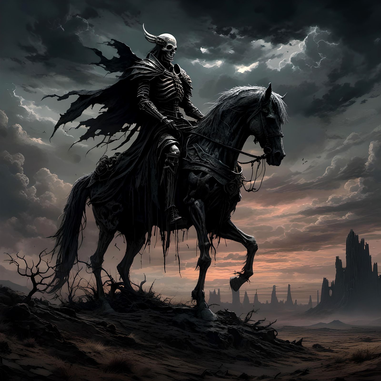 Horror Tarot Card Death Illustration in Doré Style