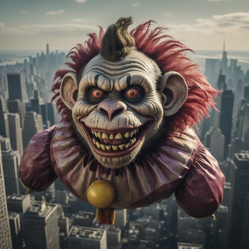 Cinematic Zombie Monkey Clown Dirigible Over NYC