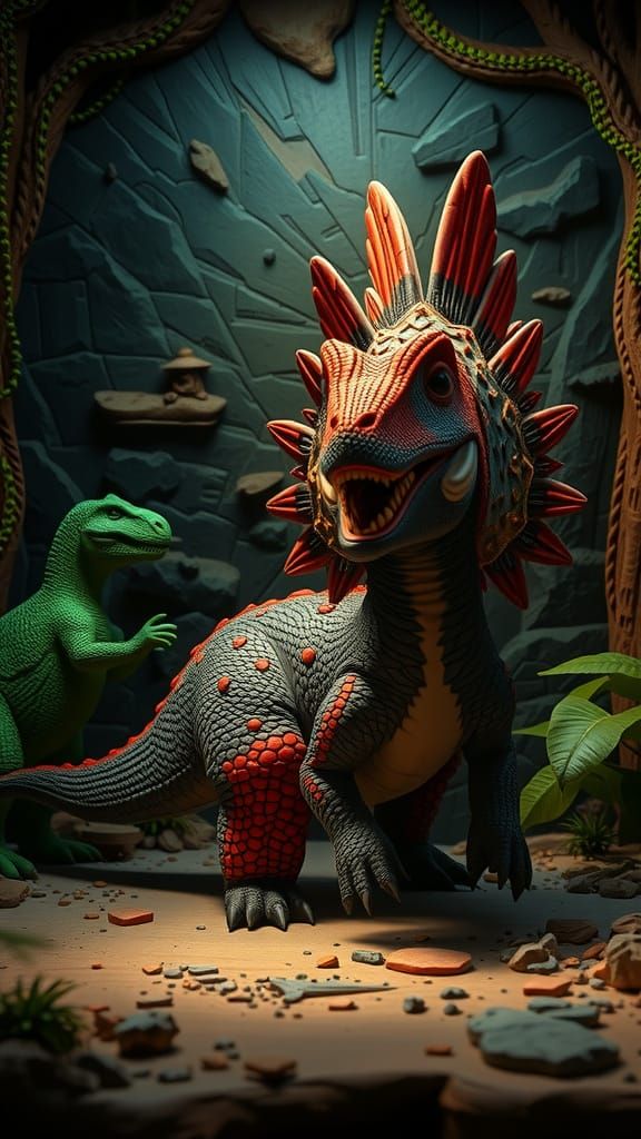 Playdough Dinosaurs in Forced Perspective Diorama