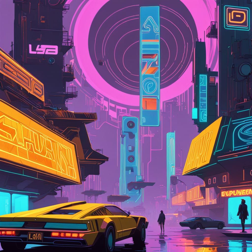 Neon Luminous Letter in Cyberpunk Vortex