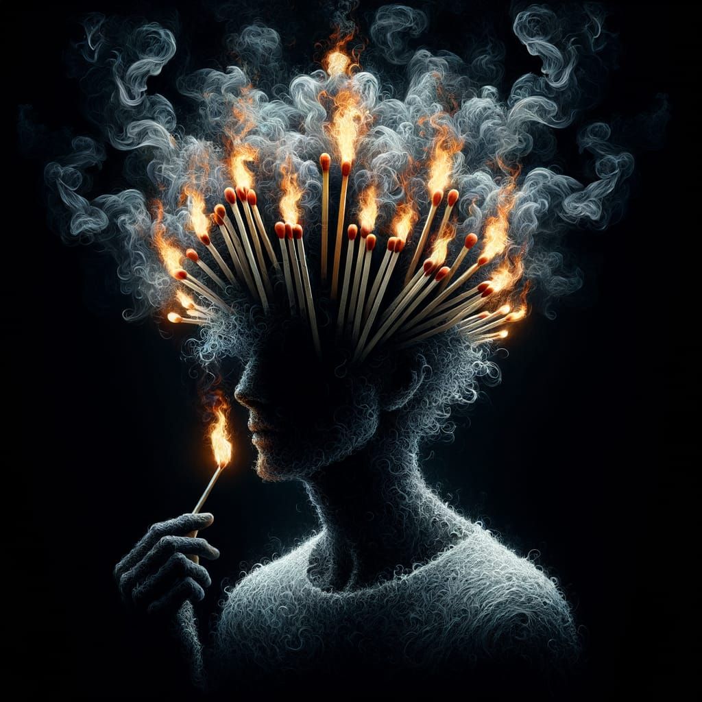 Burning Hair: A Spooky Oil Painting