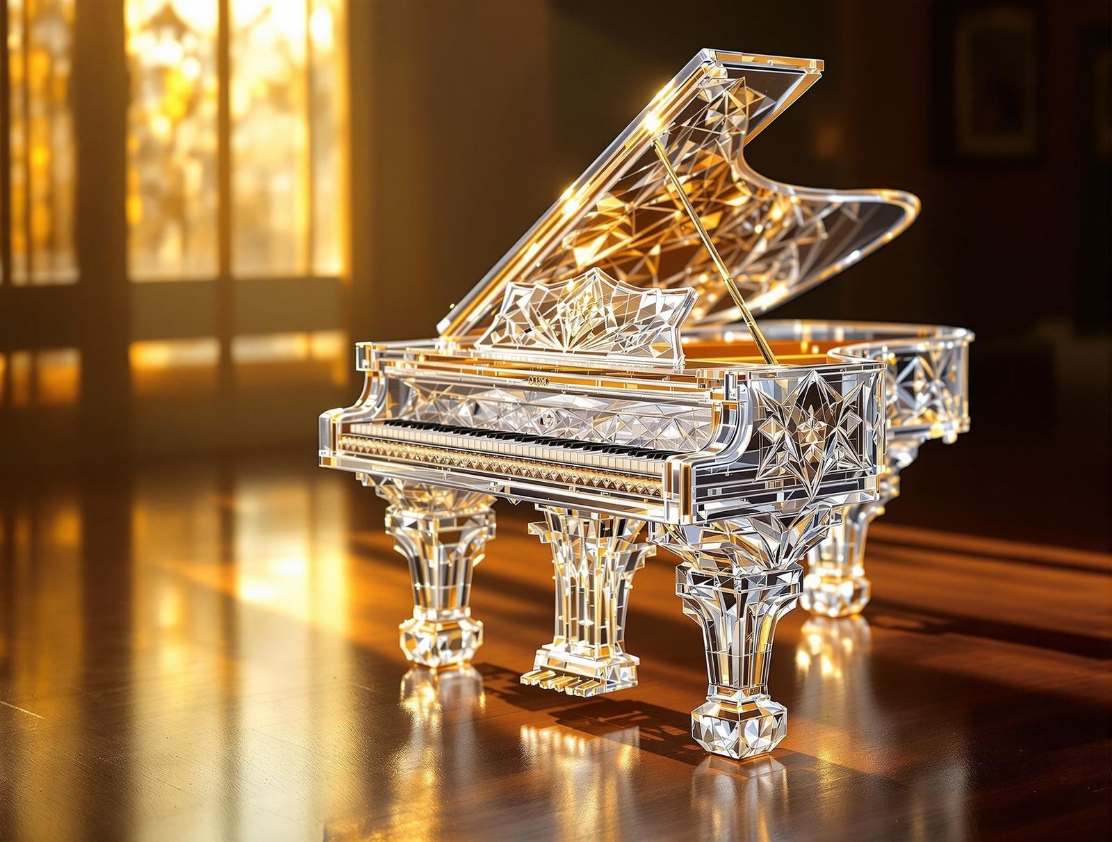 Crystal Glass Piano in Art Nouveau Style