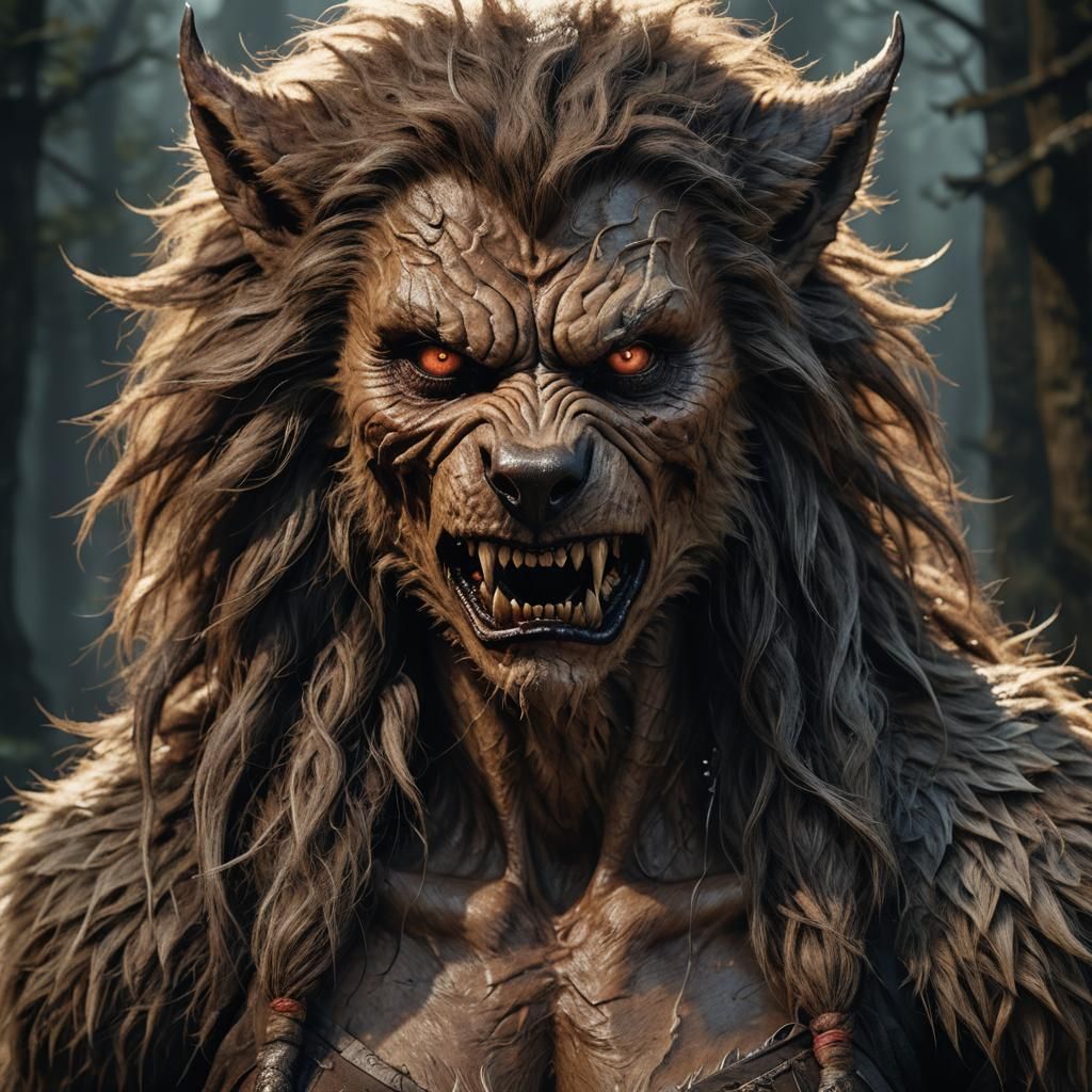 Monstrous Fur-Skinned Werewolf Portrait in Unreal Engine 5