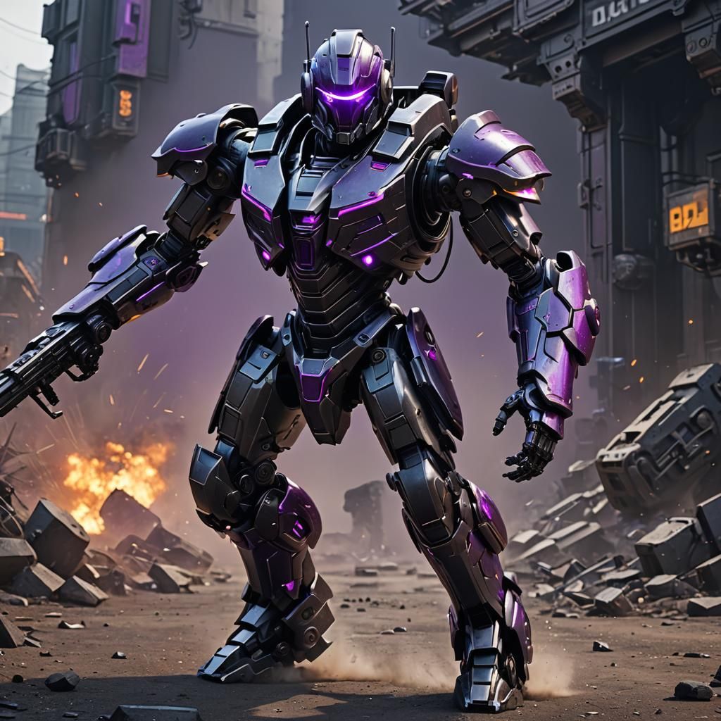 Futuristic Robotic Soldier in Detailed Matte Painting