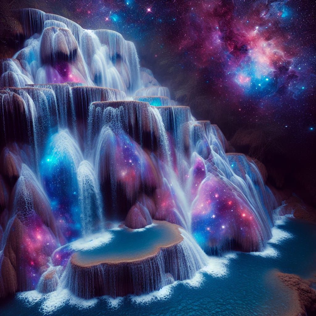 Cosmic Waterfall: A Nebula's Reflection