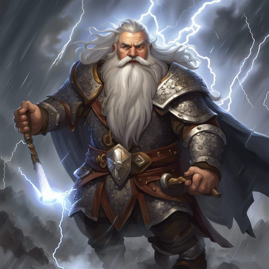 D&D Dwarf Cleric Casting Thunder Spell
