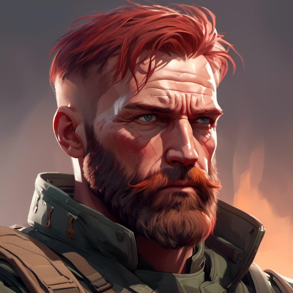 Haunted Soldier Portrait in Hyperdetailed Style