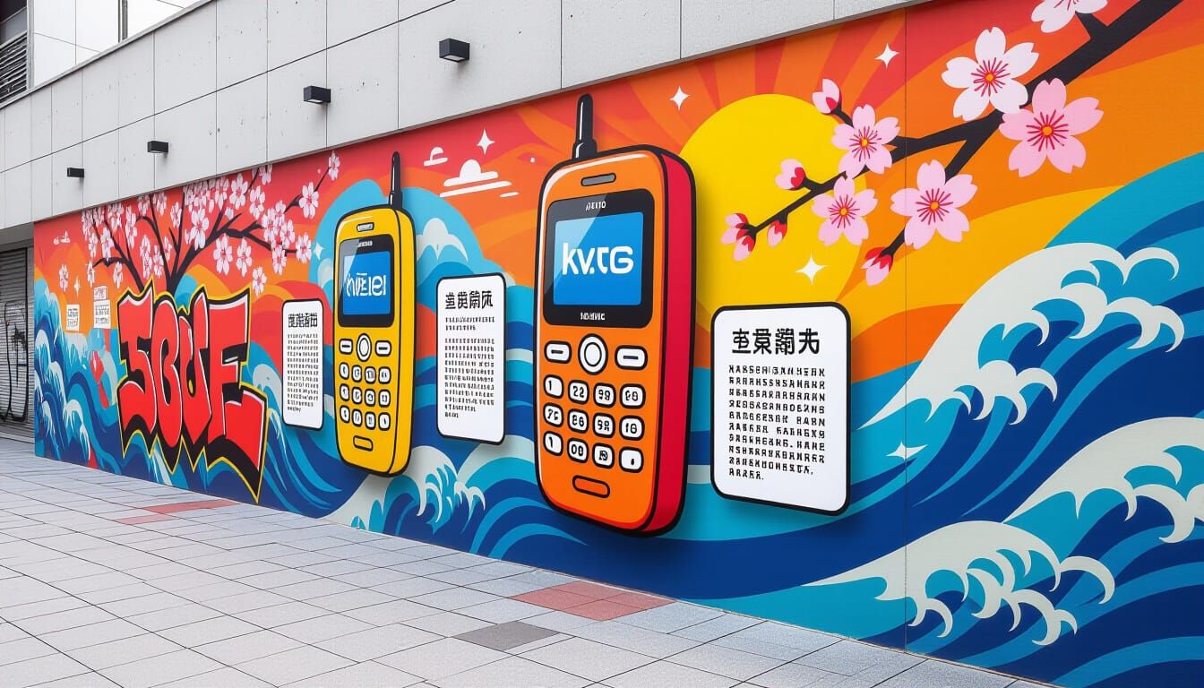 Graffiti Mural: 2000s Mobile Meets Japanese Art