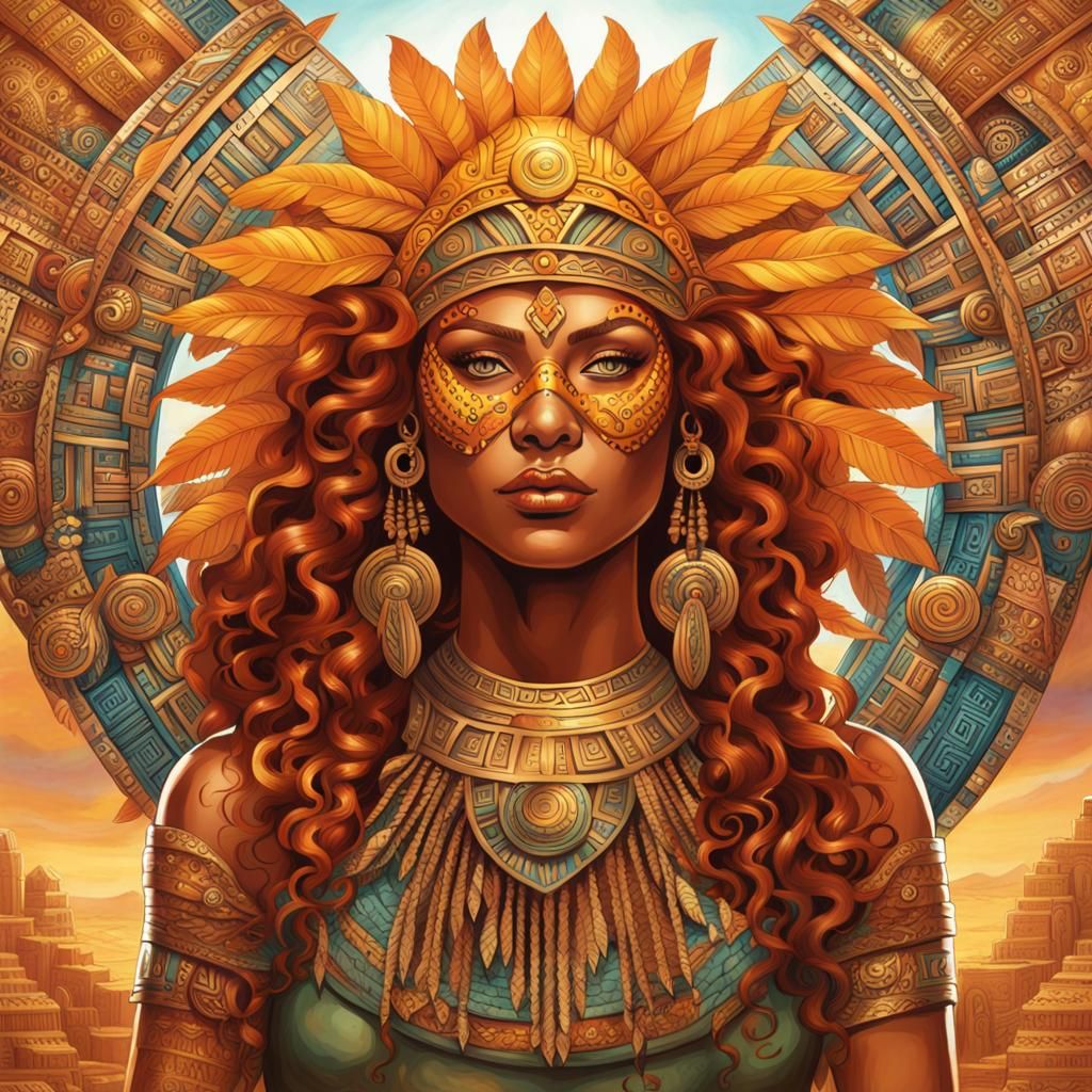 Aztec Sun Goddess with Bronze Breastplate