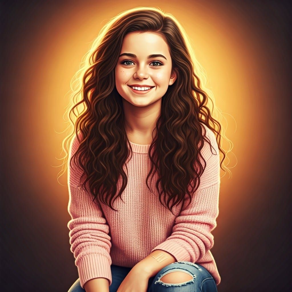 Youthful Innocence and Joyful Smile in a Digital Portrait