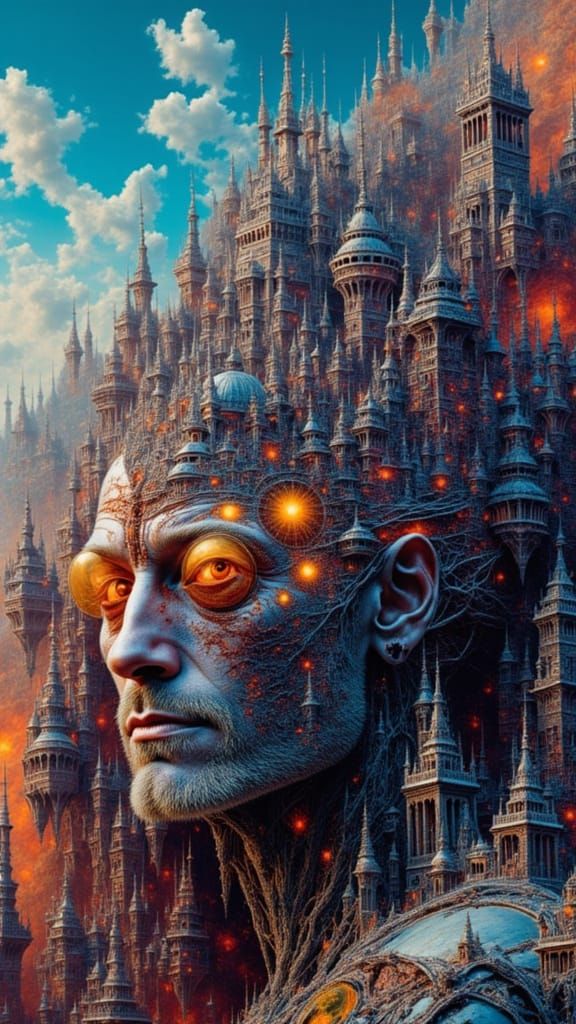 Surreal Cyborg Landscape in Hyperrealistic Style