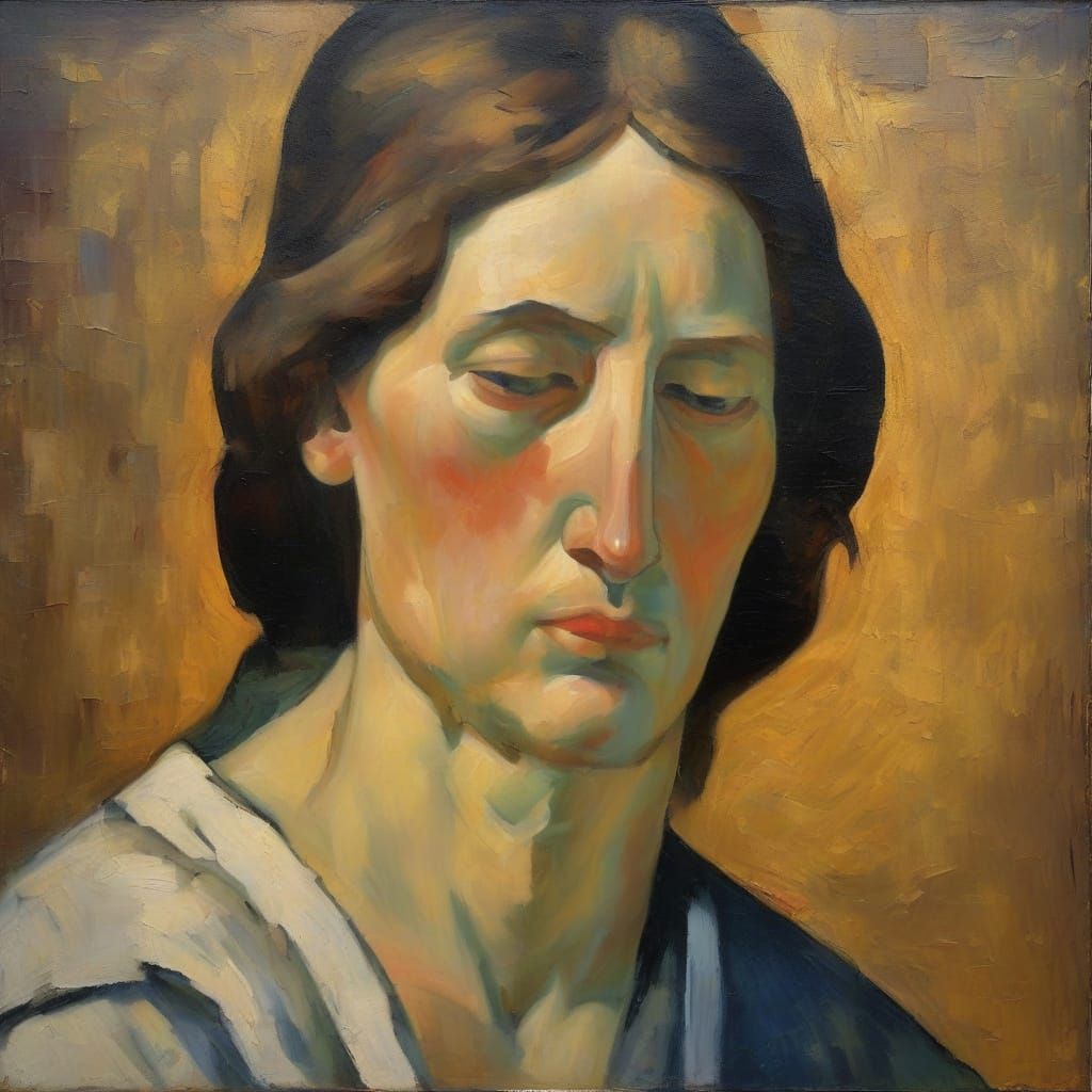 Tormented Soul Pleads with Celestial Entity in Chiaroscuro