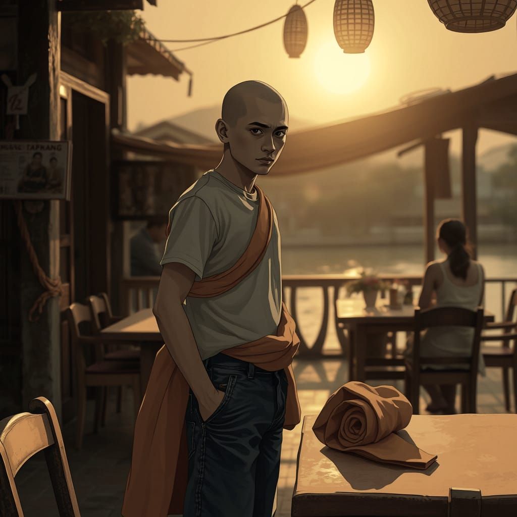 Monk's Dilemma: A Poignant Portrait in Oil