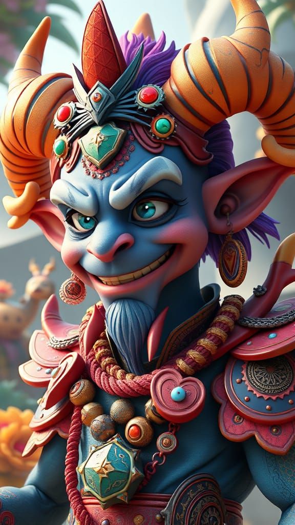 Vibrant 3D Portrait of Fantastical Being Duruum