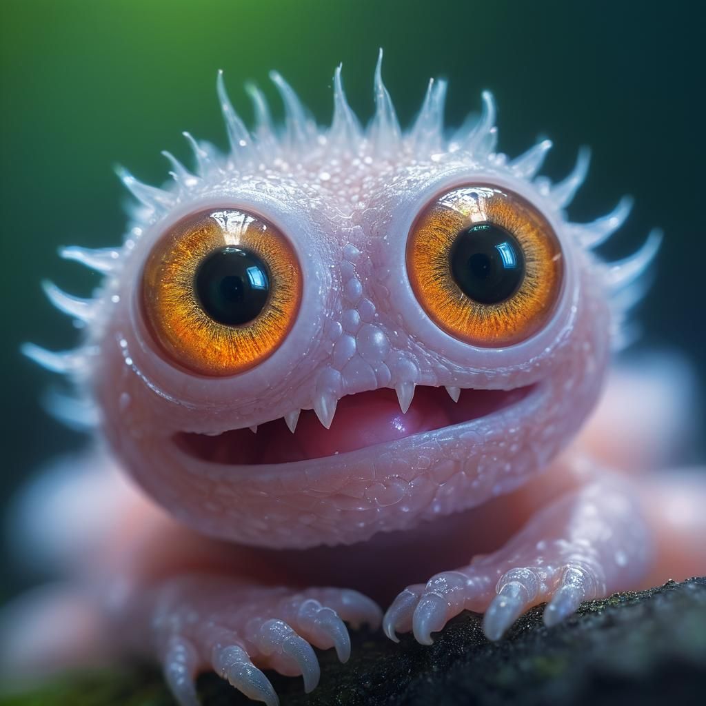 Cute Zoomorphic Creature Smiling Macro Photography