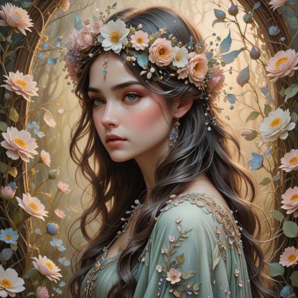 Enchanted Floral Crown in Dreamy Pastel Hues, Inspired by Ar...