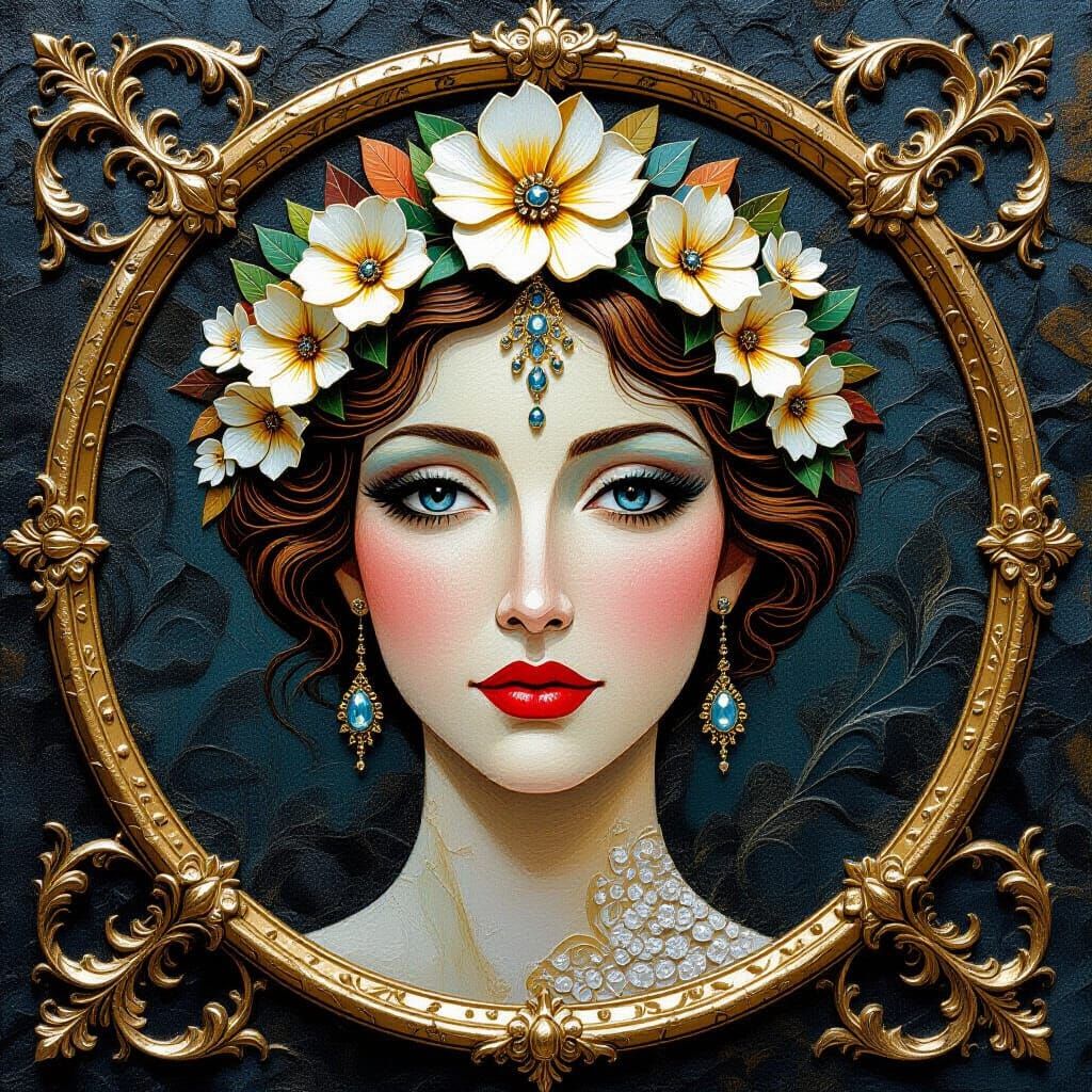 Striking Beauty Captured in Textured Art Masterpiece