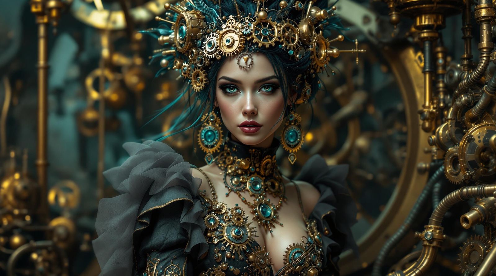 Steampunk Siren in Gilded Elegance