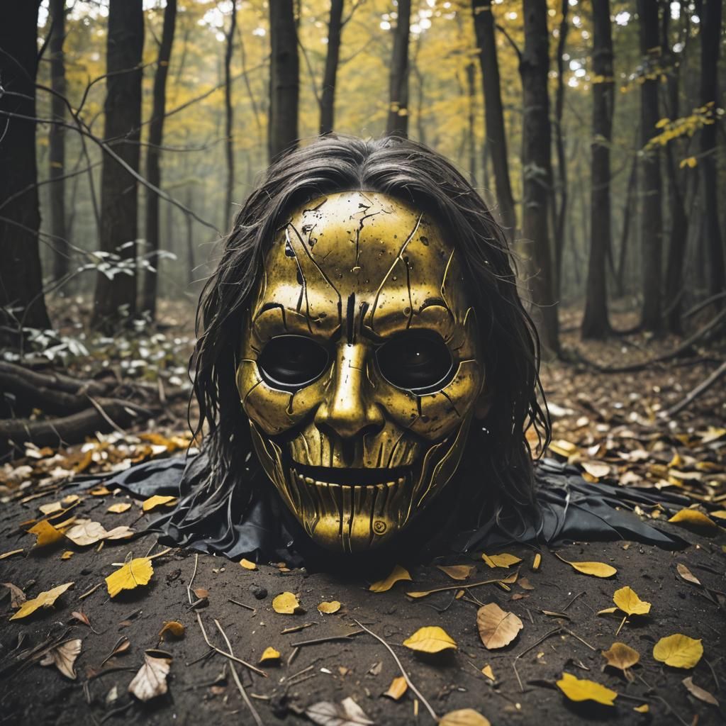 Horrific Masked Man in Polaroid Body Horror Style