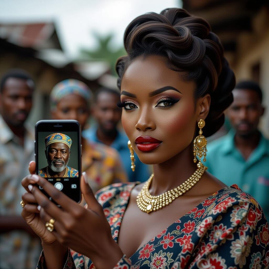 Glamorous Woman's Shock: Cinematic Portrait