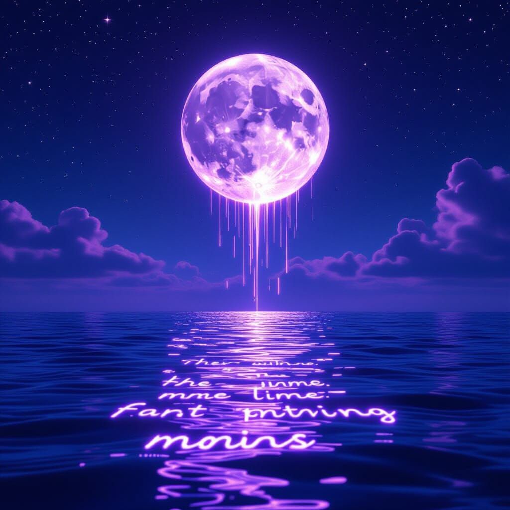 Glowing Purple Moon Writes a New Story