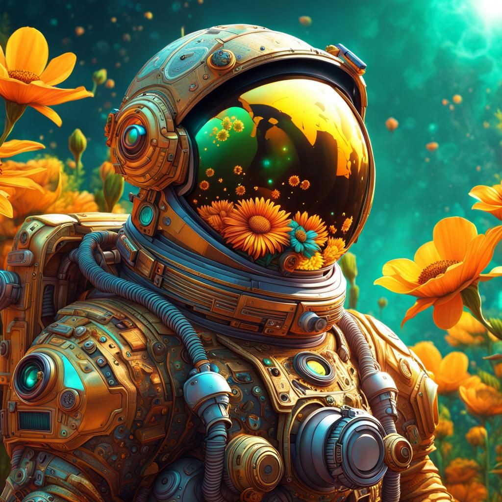 Solarpunk Astronaut Panther in Sideral Setting