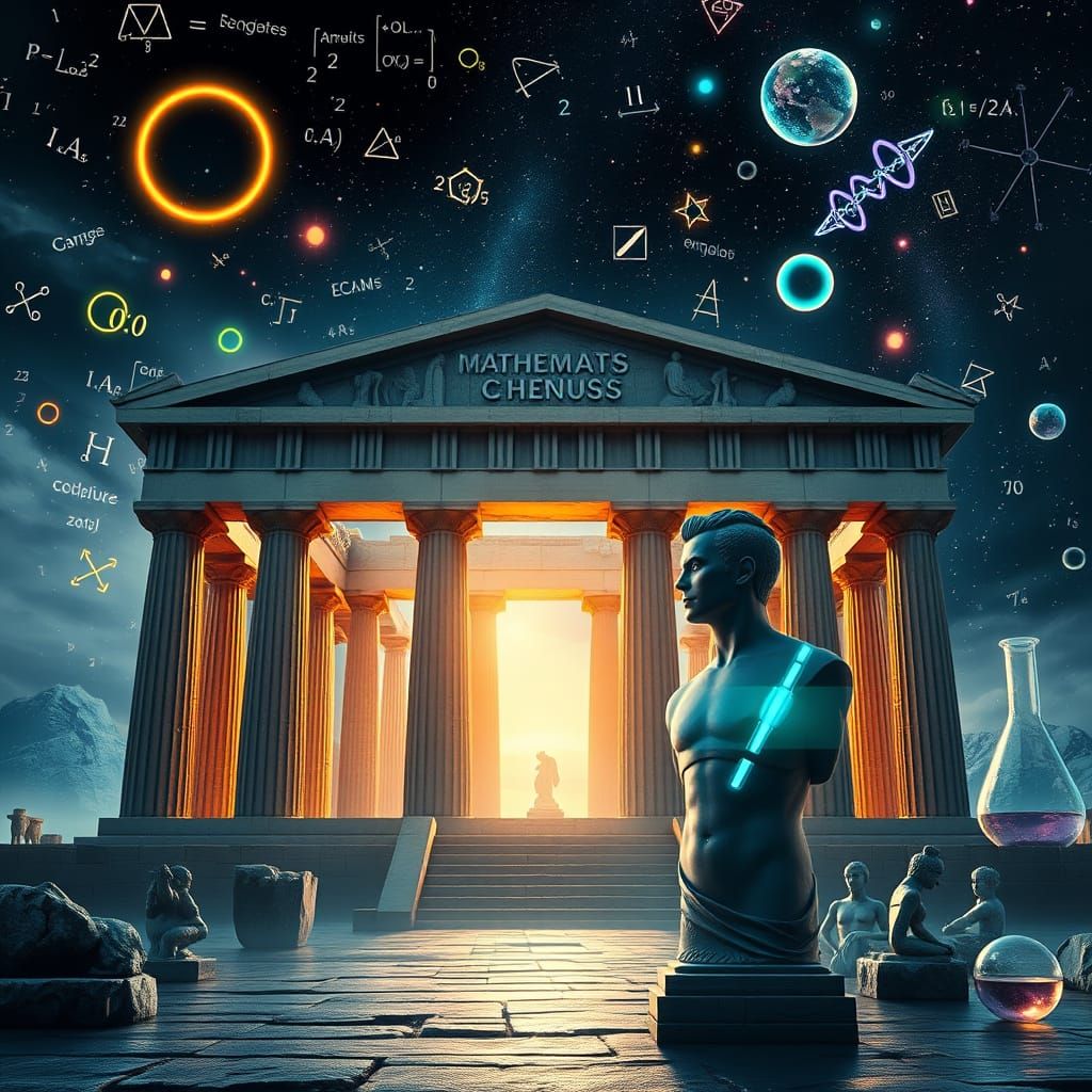 Ancient Temple Meets Cosmic Future: AI Art Cover Design