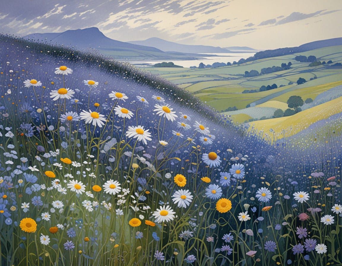 Gustav Klimt-Inspired Asters Dancing in the Wind