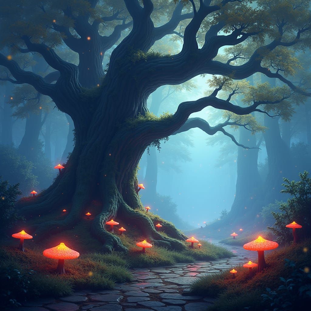Mystical Forest Landscape in Matte Painting Style