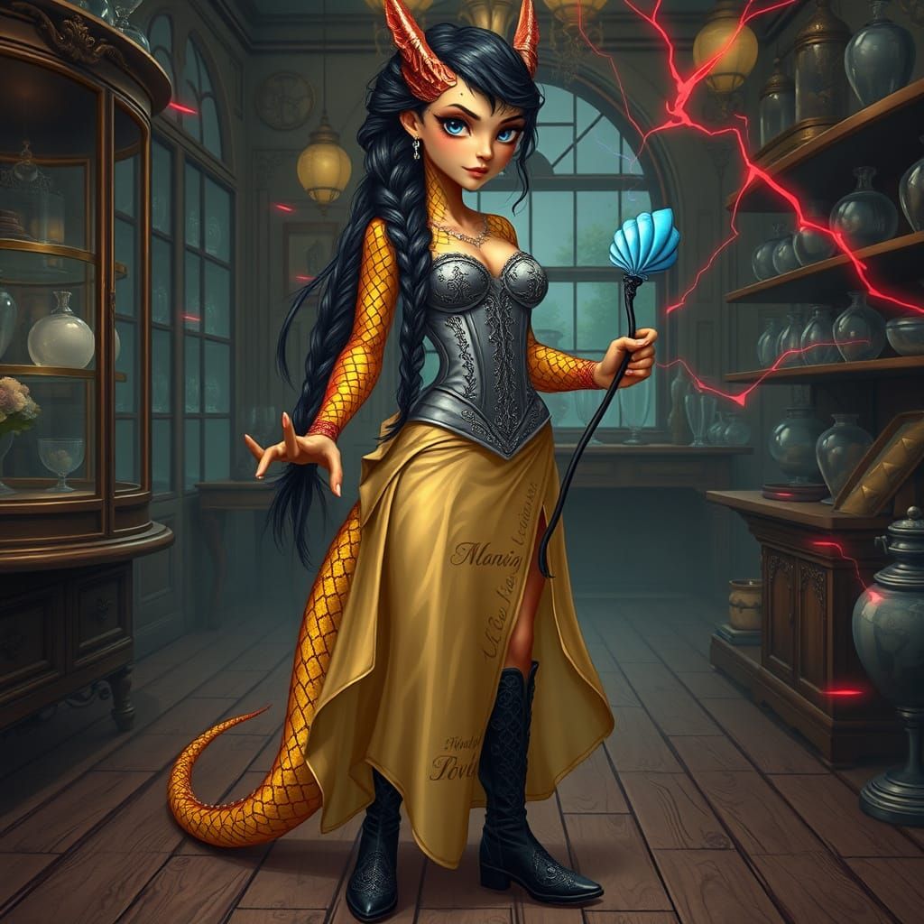 Dragon Woman with Elegant Scales and Delicate Features