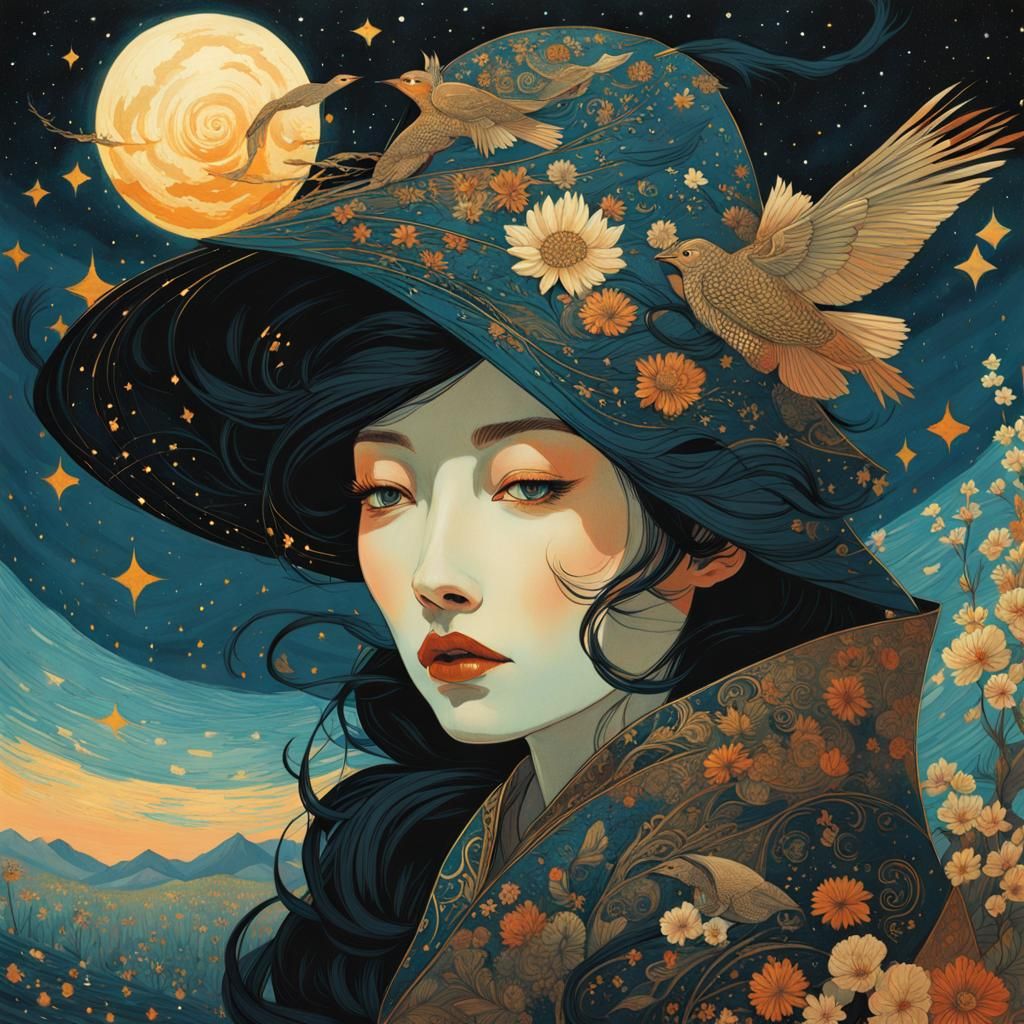 Astral Double Exposure Portrait in Hypermaximalist Style