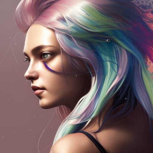 Detailed Portrait with Streaked Hair and Magical Eyes