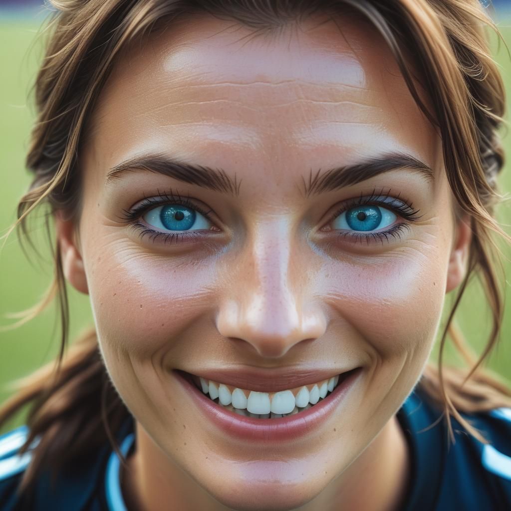 Smiling German Soccer Player in Cinematic Film Still