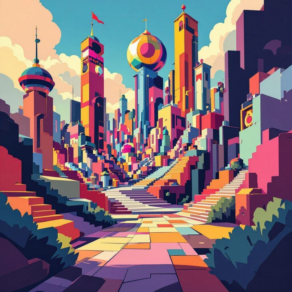 Clash Royale Arena in Neo-Cubist Art Deco Style