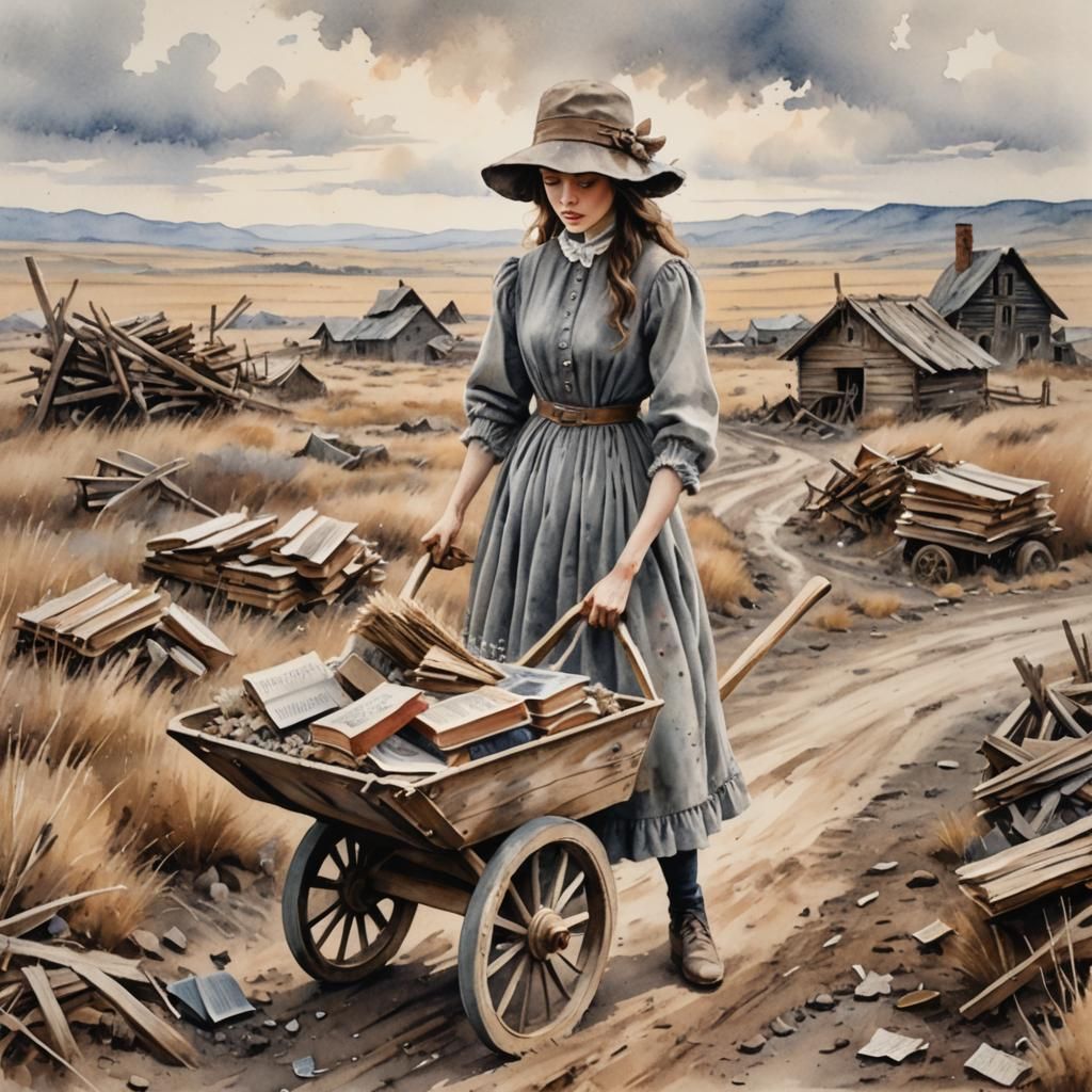 Wasteland Book Peddler in Watercolor Pastel