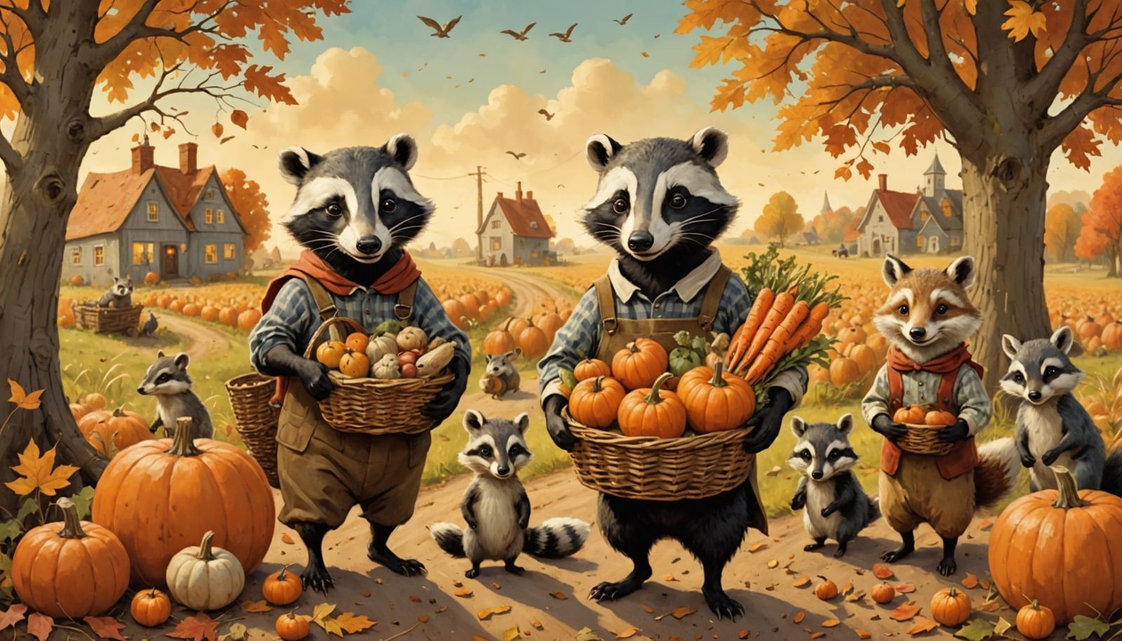 Woodland Creatures Celebrate Autumn Harvest in Children's Bo...