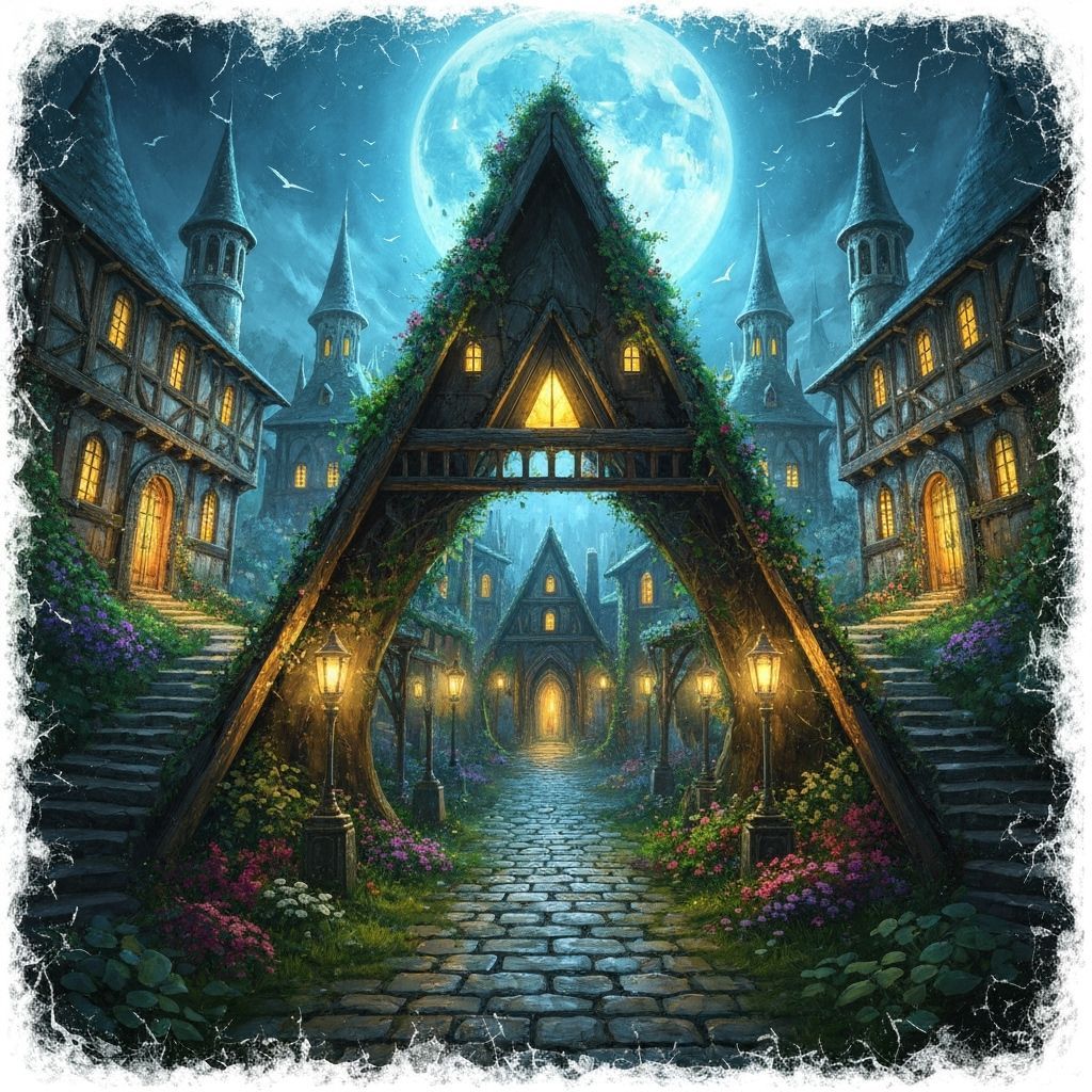 Penrose Triangle Village Masterpiece Acrylic Painting