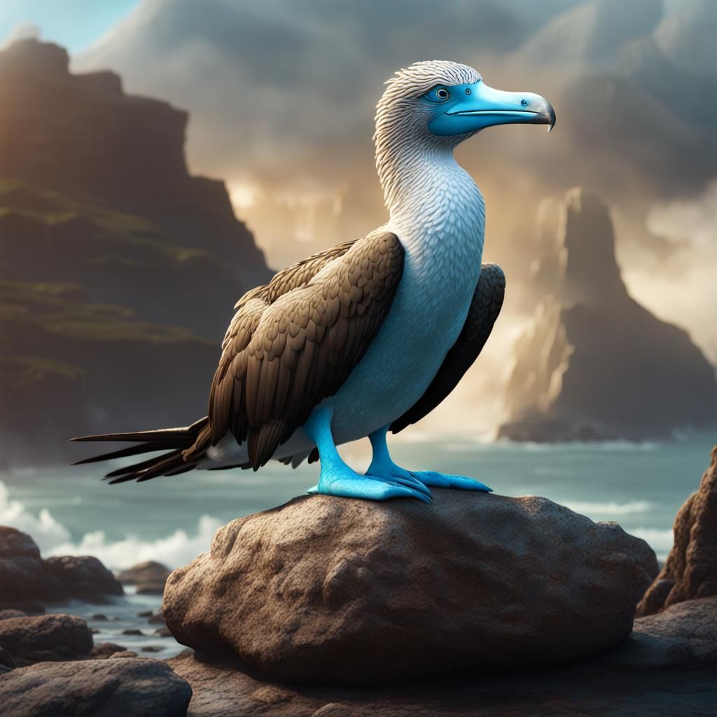 Blue-Footed Booby: Detailed Matte Painting