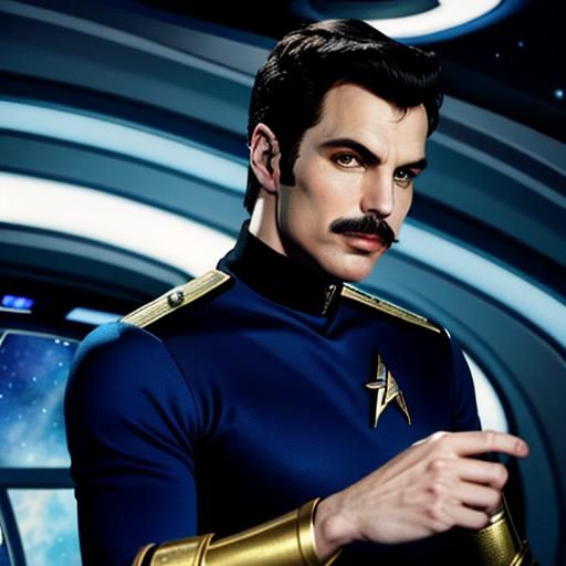 Freddie Mercury as James T Kirk on Star Trek Strange New Worlds