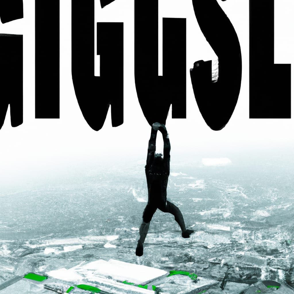 Dystopian Skydiver Amidst Cyberpunk Ruins