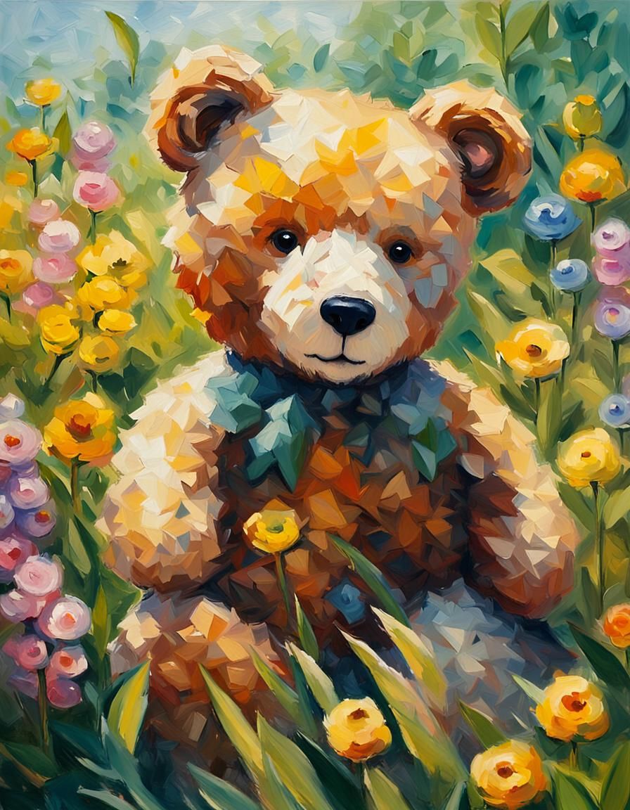 Teddy bear in garden