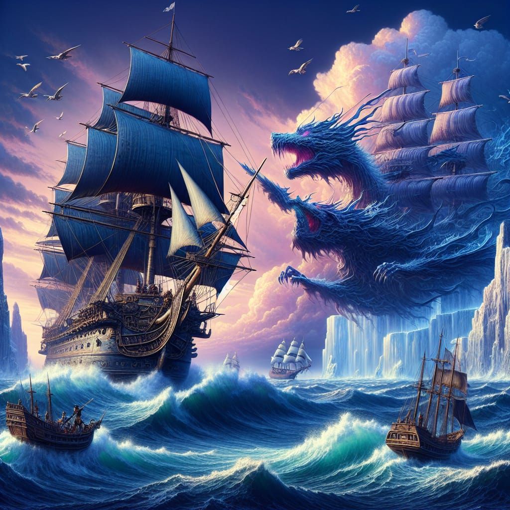 Epic Naval Battle: Ghost Ship Matte Painting