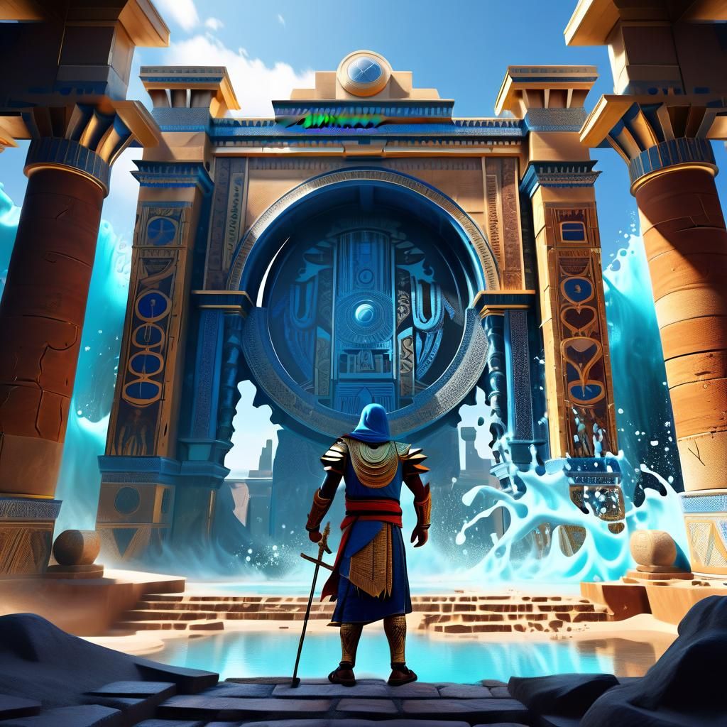 Egyptian Pharaoh Holding Hourglass: Fantasy Concept Art