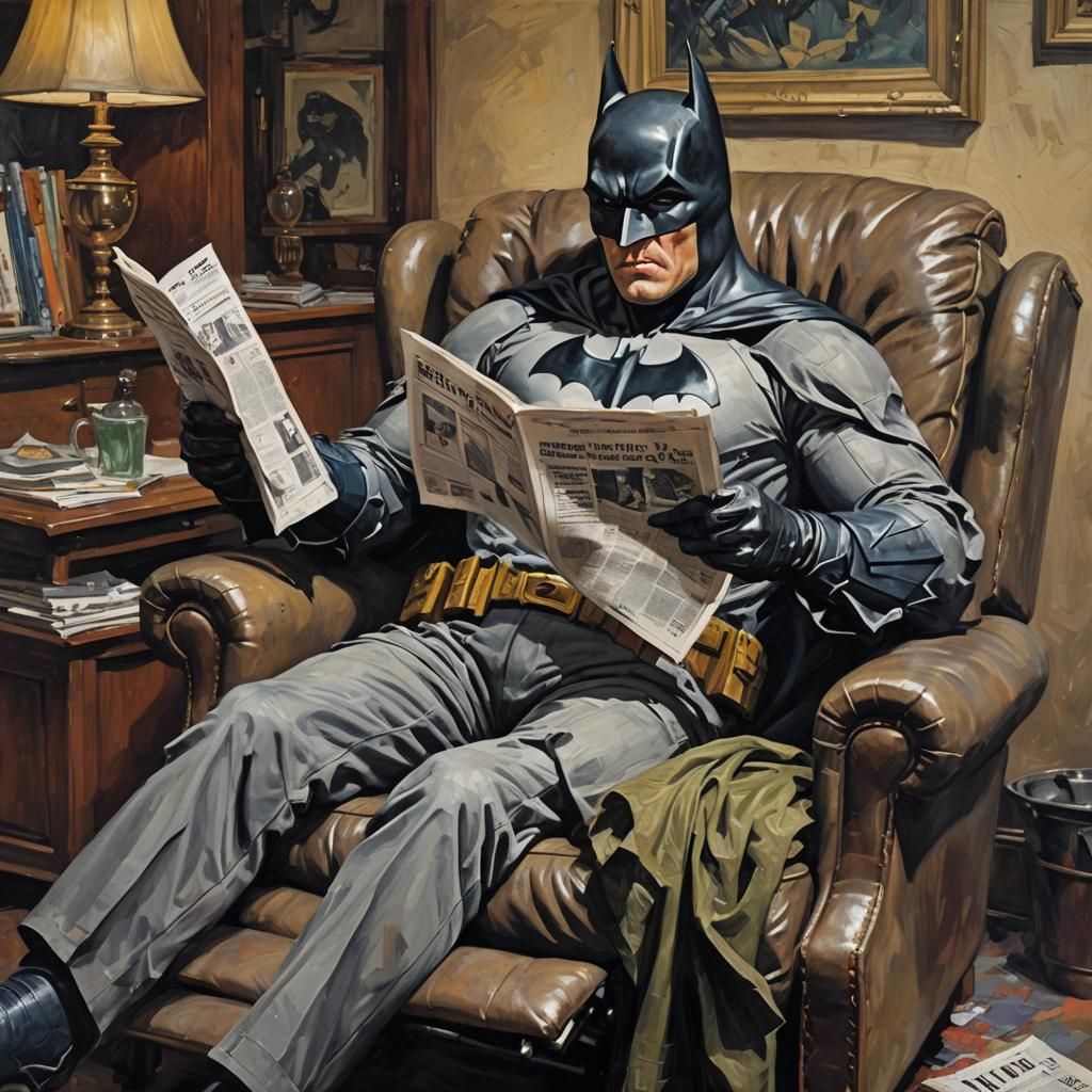 Batman's Day Off: Oil Painting by James Gurney