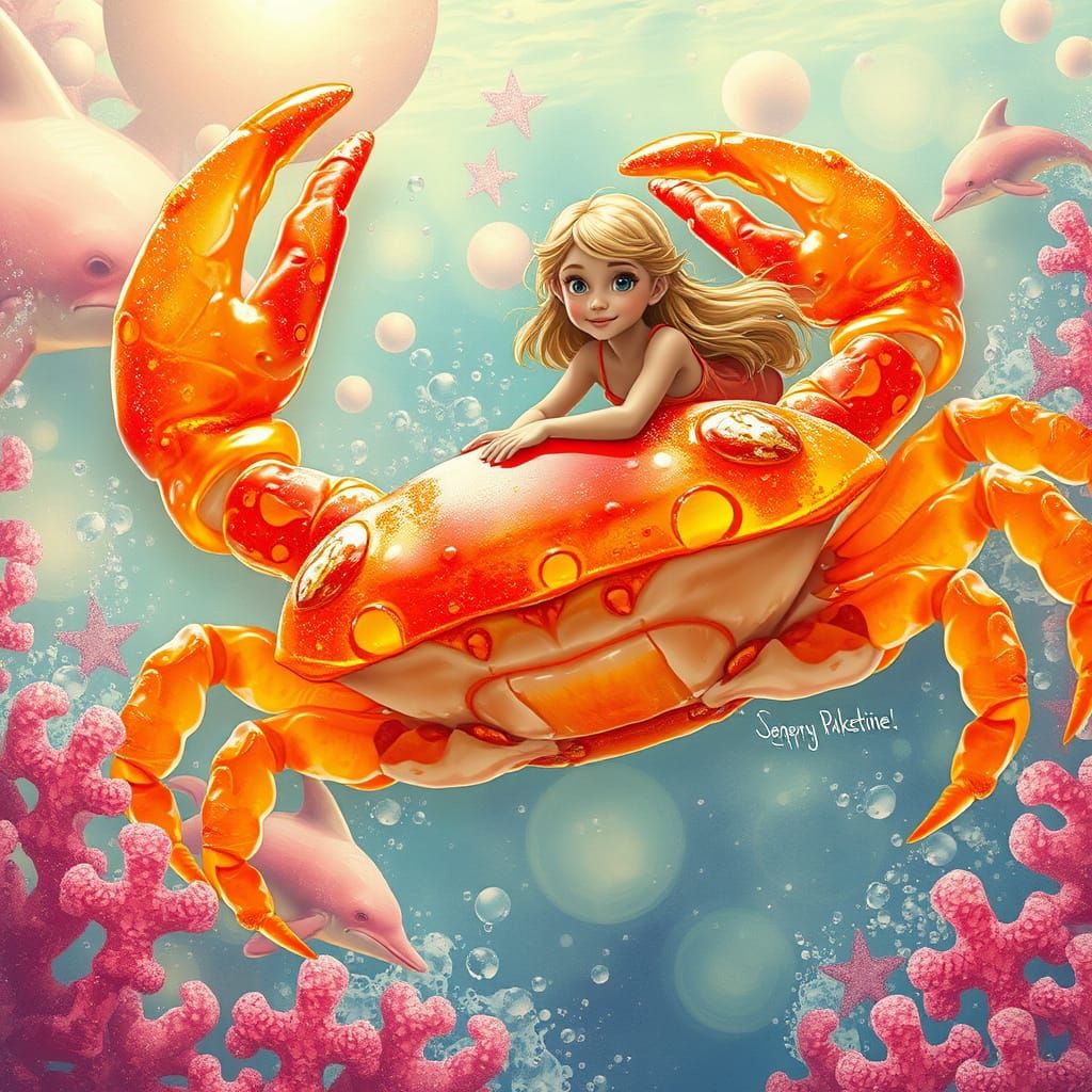 Gummy Crab Rider in Soda Sea: A Dreamlike Vision