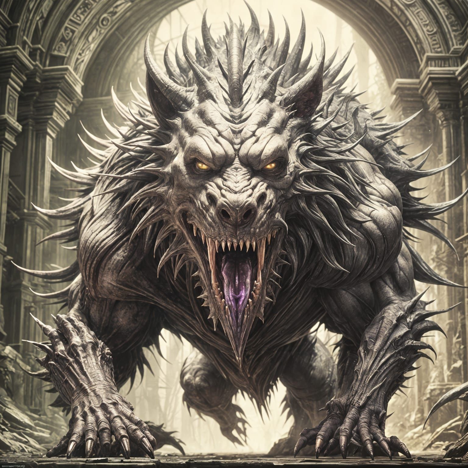 Scary Creature in Dark Fantasy Style